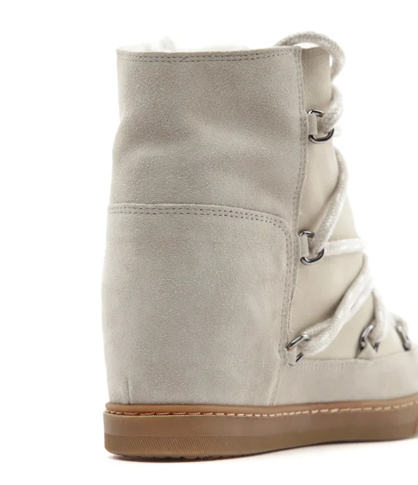 marque pas cher ISABEL MARANT Bottines Nowles Cuir Veau Fourrure Gris 3