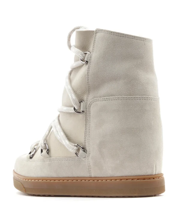 marque pas cher ISABEL MARANT Bottines Nowles Cuir Veau Fourrure Gris 4