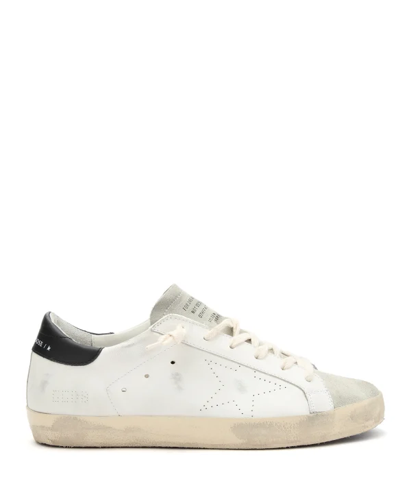 pas cher en vente GOLDEN GOOSE Baskets Homme Superstar Cuir Blanc Ice Noir 1