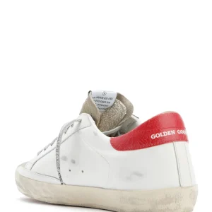 marques pas cher GOLDEN GOOSE Baskets Homme Superstar Cuir Blanc Taupe Rouge 10