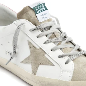 marques pas cher GOLDEN GOOSE Baskets Homme Superstar Cuir Blanc Taupe Rouge 12