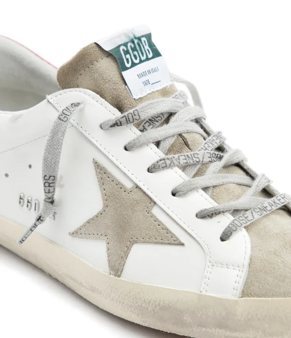 marques pas cher GOLDEN GOOSE Baskets Homme Superstar Cuir Blanc Taupe Rouge 5