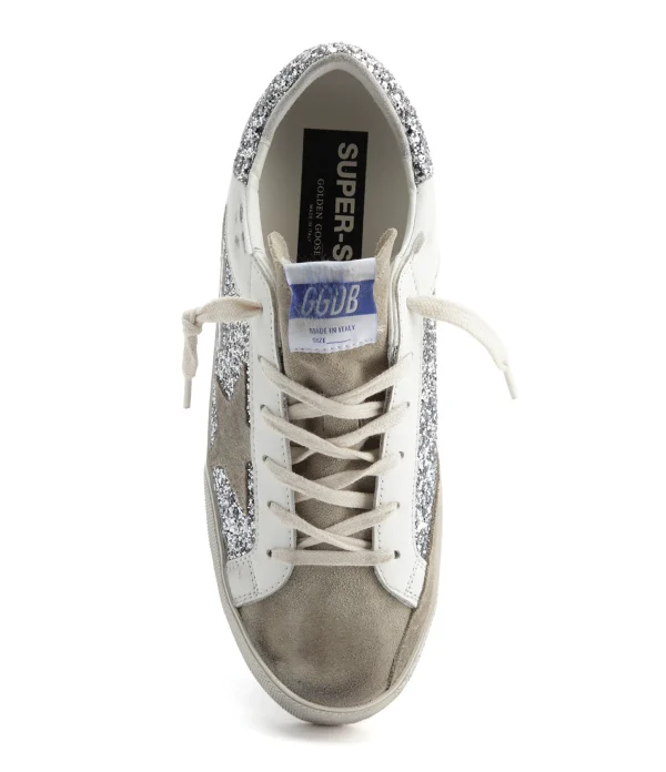 GOLDEN GOOSE Baskets Superstar Cuir Glitter Argenté à prix d'occasion 3