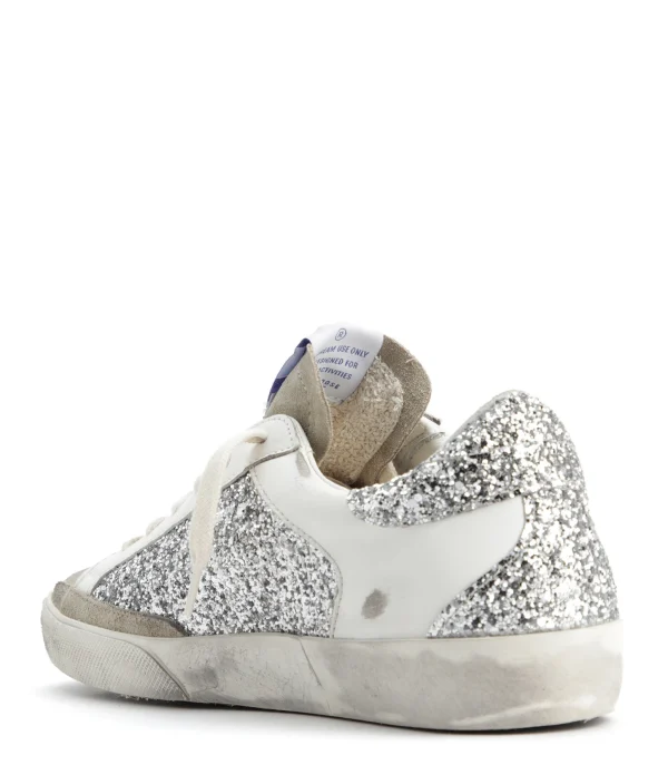 GOLDEN GOOSE Baskets Superstar Cuir Glitter Argenté à prix d'occasion 4