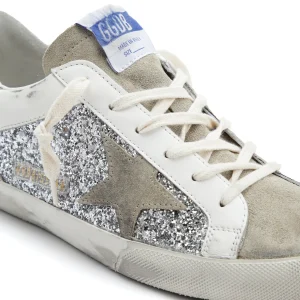 GOLDEN GOOSE Baskets Superstar Cuir Glitter Argenté à prix d'occasion 20