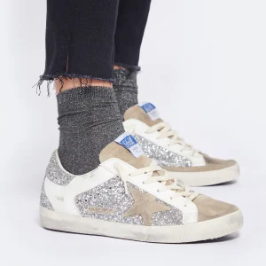 GOLDEN GOOSE Baskets Superstar Cuir Glitter Argenté à prix d'occasion 22