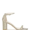 STUART WEITZMAN Sandales Amelina Block Cuir Platinum boutique pas cher 34