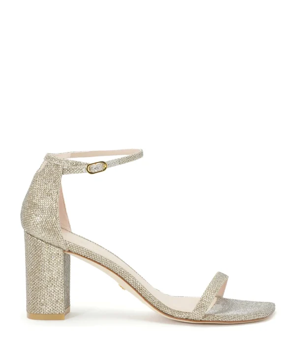 STUART WEITZMAN Sandales Amelina Block Cuir Platinum boutique pas cher 1