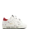 grande qualité GOLDEN GOOSE Baskets Bébé School Cuir Blanc Rouge 16