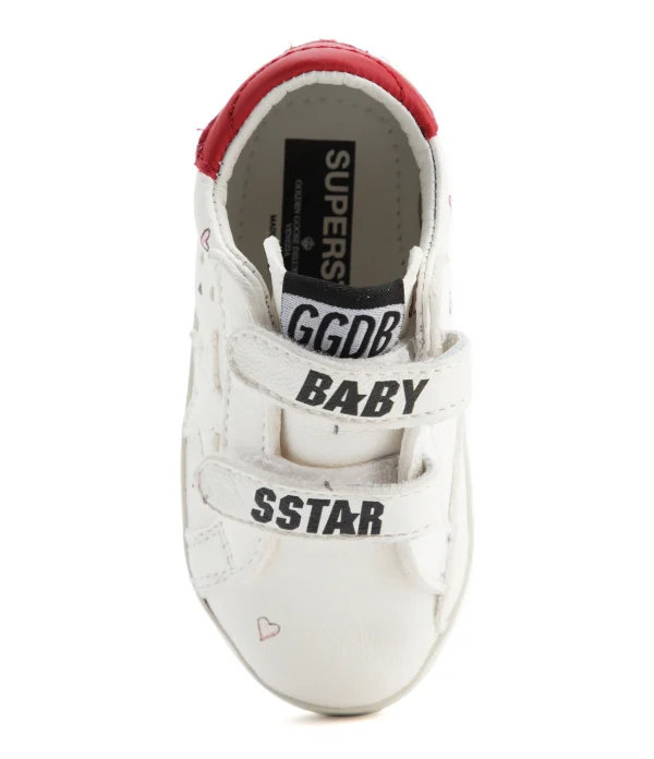 grande qualité GOLDEN GOOSE Baskets Bébé School Cuir Blanc Rouge 3