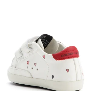 grande qualité GOLDEN GOOSE Baskets Bébé School Cuir Blanc Rouge 10