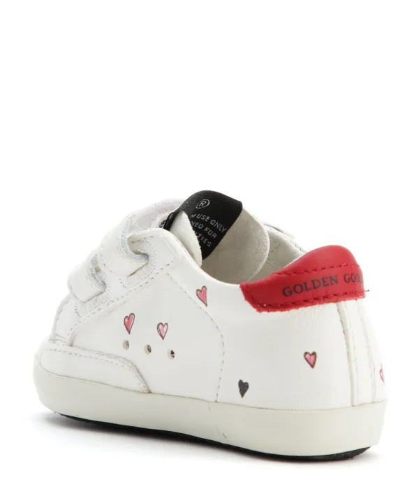 grande qualité GOLDEN GOOSE Baskets Bébé School Cuir Blanc Rouge 4