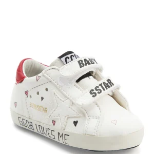 grande qualité GOLDEN GOOSE Baskets Bébé School Cuir Blanc Rouge 12