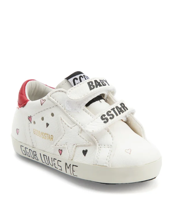 grande qualité GOLDEN GOOSE Baskets Bébé School Cuir Blanc Rouge 5