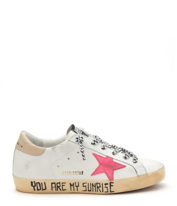 dernière tendance GOLDEN GOOSE Baskets Superstar Cuir Blanc Rose Fluo 1