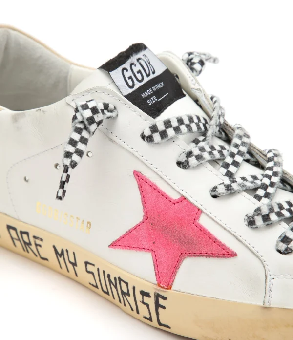 dernière tendance GOLDEN GOOSE Baskets Superstar Cuir Blanc Rose Fluo 5