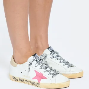 dernière tendance GOLDEN GOOSE Baskets Superstar Cuir Blanc Rose Fluo 22