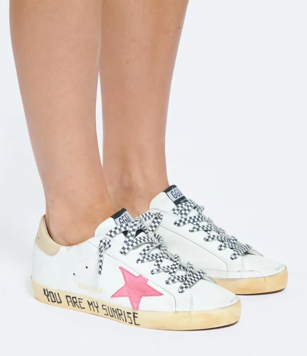 dernière tendance GOLDEN GOOSE Baskets Superstar Cuir Blanc Rose Fluo 6