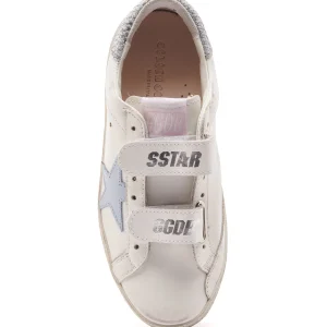 en promotion GOLDEN GOOSE Baskets Enfant Old School Cuir Blanc Bleu Poudré Argenté 8