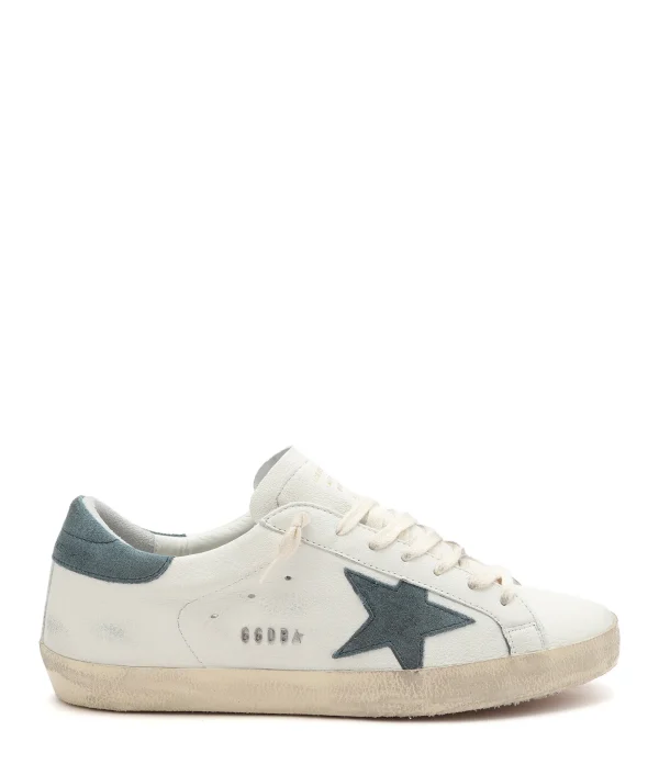 en france GOLDEN GOOSE Baskets Homme Superstar Cuir Blanc Vert Bouteille 1