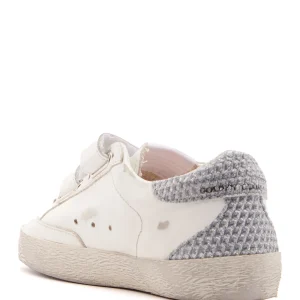 en promotion GOLDEN GOOSE Baskets Enfant Old School Cuir Blanc Bleu Poudré Argenté 10