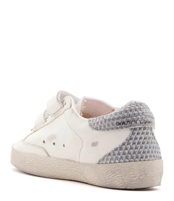 en promotion GOLDEN GOOSE Baskets Enfant Old School Cuir Blanc Bleu Poudré Argenté 4