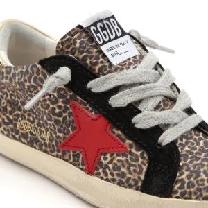 Retour Facile et Gratuit GOLDEN GOOSE Baskets Bébé Superstar Cuir Léopard Noir Rouge Doré 10