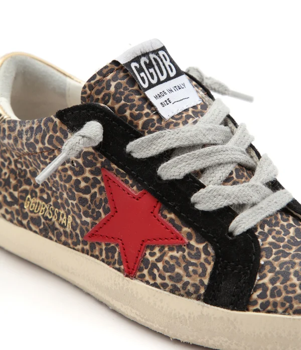 Retour Facile et Gratuit GOLDEN GOOSE Baskets Bébé Superstar Cuir Léopard Noir Rouge Doré 4