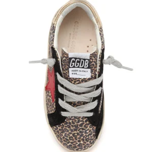 Retour Facile et Gratuit GOLDEN GOOSE Baskets Bébé Superstar Cuir Léopard Noir Rouge Doré 12