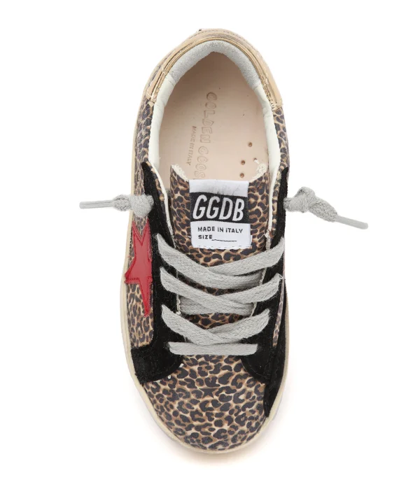 Retour Facile et Gratuit GOLDEN GOOSE Baskets Bébé Superstar Cuir Léopard Noir Rouge Doré 5