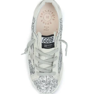 GOLDEN GOOSE Baskets Bébé Superstar Cuir Glitter Argenté Beige magasin 8