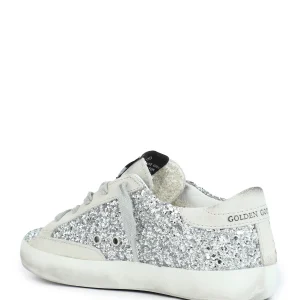 GOLDEN GOOSE Baskets Bébé Superstar Cuir Glitter Argenté Beige magasin 10