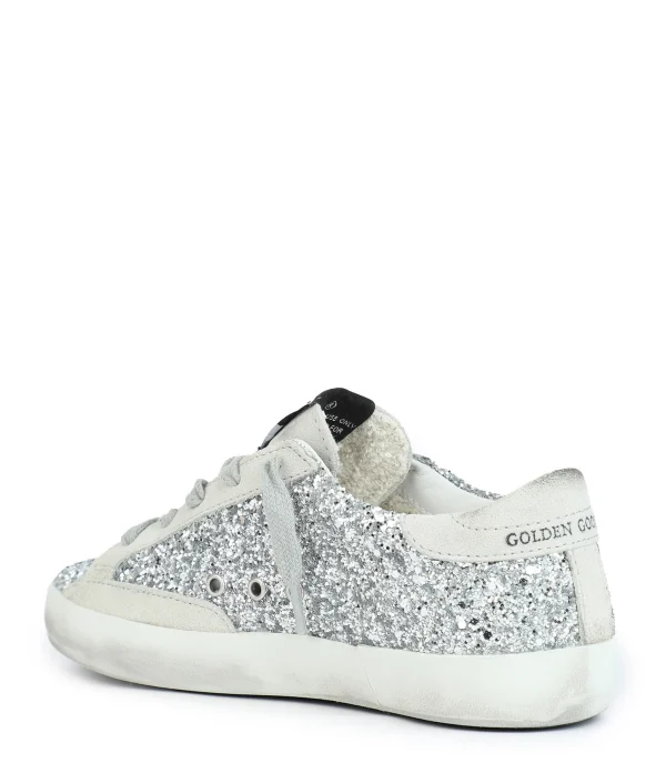 GOLDEN GOOSE Baskets Bébé Superstar Cuir Glitter Argenté Beige magasin 4