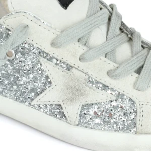 GOLDEN GOOSE Baskets Bébé Superstar Cuir Glitter Argenté Beige magasin 12