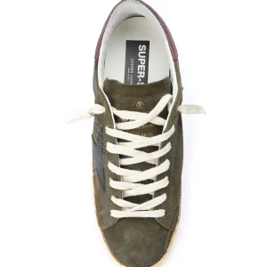 GOLDEN GOOSE Baskets Homme Superstar Cuir Vert Noir Bordeaux magasin pas cher 8