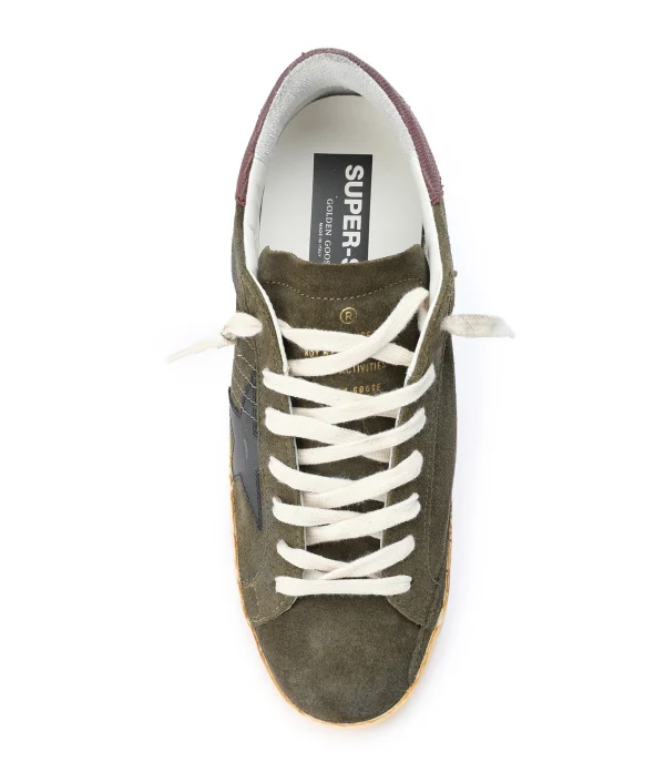 GOLDEN GOOSE Baskets Homme Superstar Cuir Vert Noir Bordeaux magasin pas cher 3