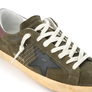 GOLDEN GOOSE Baskets Homme Superstar Cuir Vert Noir Bordeaux magasin pas cher 12