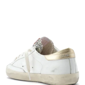 GOLDEN GOOSE Baskets Bébé Superstar Cuir Glitter Blanc Argenté Doré à prix très bas 10