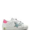 GOLDEN GOOSE Baskets Bébé Old School Cuir Blanc Menthe Rose Fluo pas cher 14