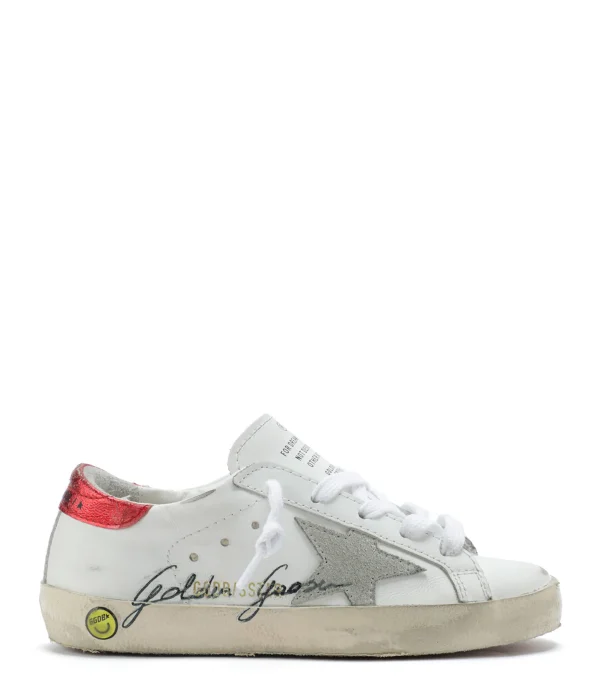 GOLDEN GOOSE Baskets Enfant Superstar Cuir Blanc Rouge Irisé Retour gratuit en magasin. 1