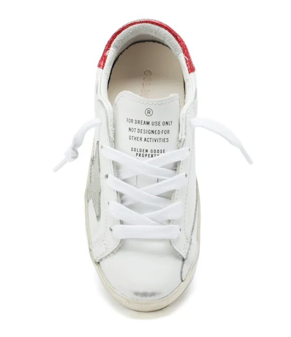 GOLDEN GOOSE Baskets Enfant Superstar Cuir Blanc Rouge Irisé Retour gratuit en magasin. 3