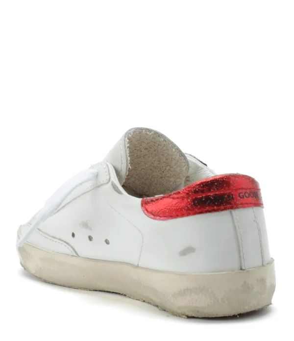 GOLDEN GOOSE Baskets Enfant Superstar Cuir Blanc Rouge Irisé Retour gratuit en magasin. 4