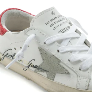 GOLDEN GOOSE Baskets Enfant Superstar Cuir Blanc Rouge Irisé Retour gratuit en magasin. 12