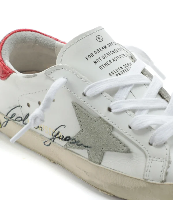 GOLDEN GOOSE Baskets Enfant Superstar Cuir Blanc Rouge Irisé Retour gratuit en magasin. 5