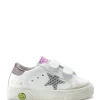 GOLDEN GOOSE Baskets Enfant May School Cuir Blanc Argenté Gris site soldes 14