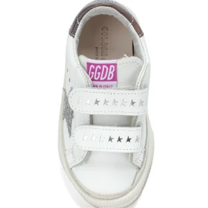 GOLDEN GOOSE Baskets Enfant May School Cuir Blanc Argenté Gris site soldes 8