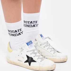 Promotio de vente GOLDEN GOOSE Baskets Superstar Cuir Blanc Jaune Croco 22