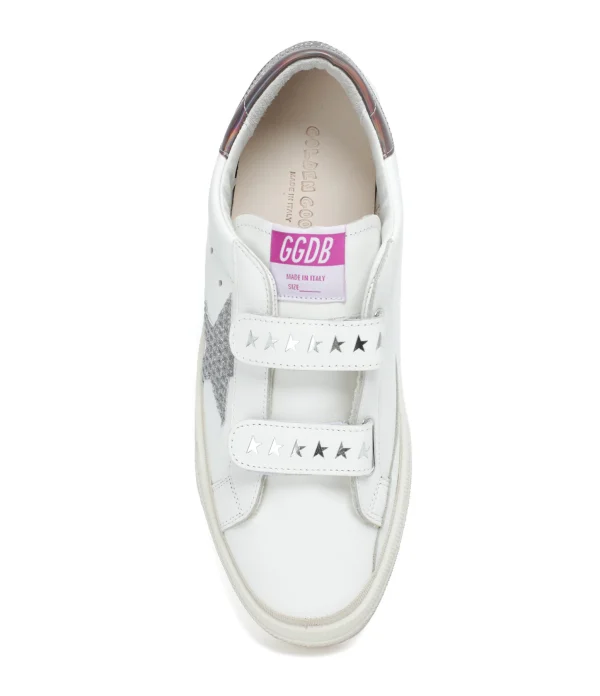 acheter en ligne GOLDEN GOOSE Baskets May School Cuir Blanc 3