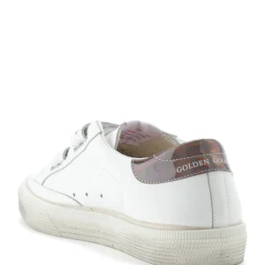 acheter en ligne GOLDEN GOOSE Baskets May School Cuir Blanc 12