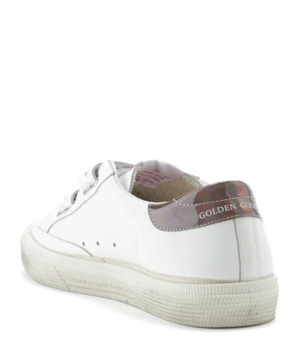 acheter en ligne GOLDEN GOOSE Baskets May School Cuir Blanc 4